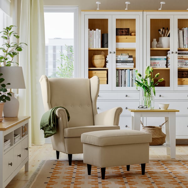 STRANDMON Poltrona con espaldar alto, Tommaboda marrón/beige