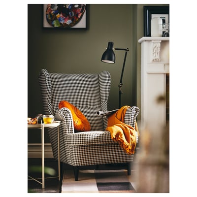 STRANDMON Poltrona con espaldar alto, Vibberbo negro con beige
