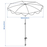 STRANDÖN Parasol, azul/blanco, 140 cm