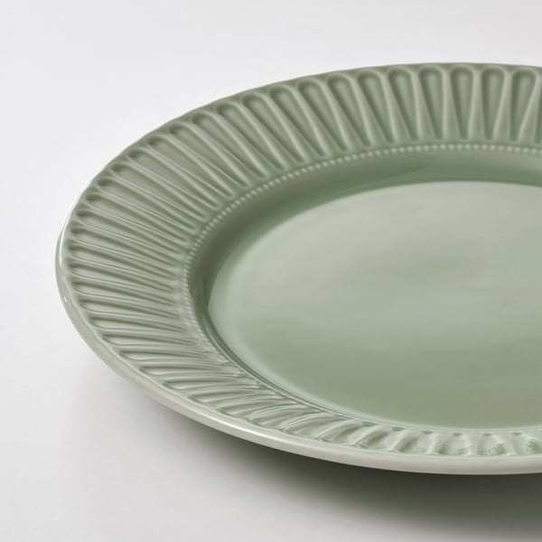 STRIMMIG Plato, Cerámica gris con verde claro, 27 cm
