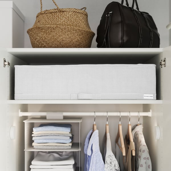 STUK Organizador de ropa con cierre, blanco con negro, 71x51x18 cm