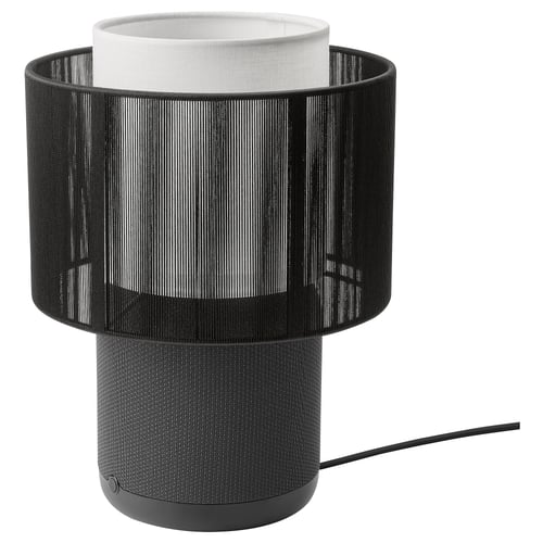 SYMFONISK Lámpara altavoz wifi pantalla tela, negro