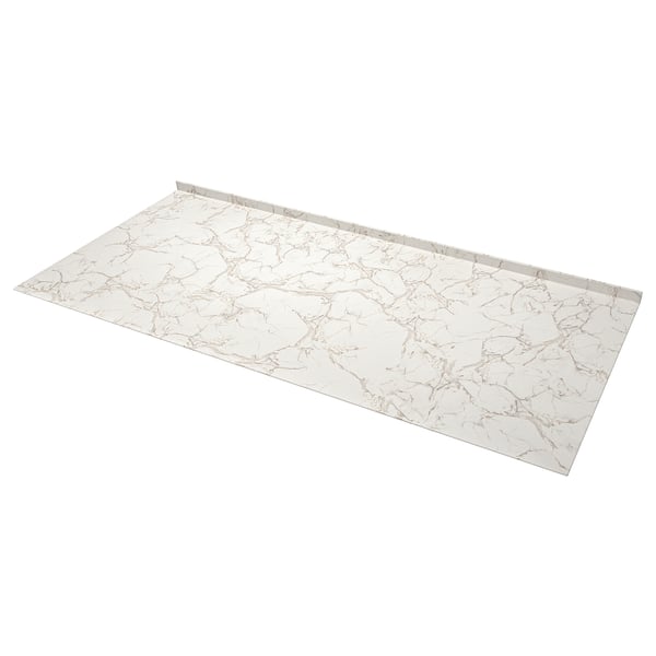 TANDSBYN Mesón a medida, blanco mate Efecto mármol/alta presión Cerámica, 1 m²x1.2 cm