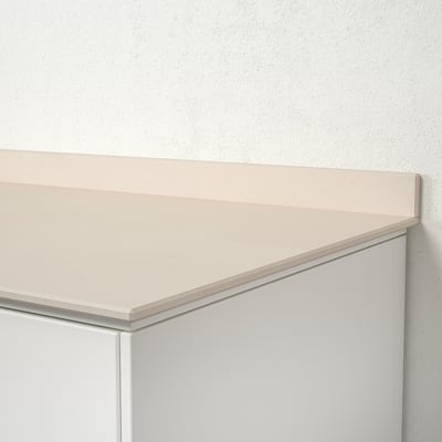 TANDSBYN Mesón a medida, Mate blanco hueso/efecto piedra cerámica HP, 1 m²x1.2 cm