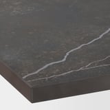 TANDSBYN Mesón a medida, negro/café mate Efecto mármol/HP Cerámica, 1 m²x1.2 cm