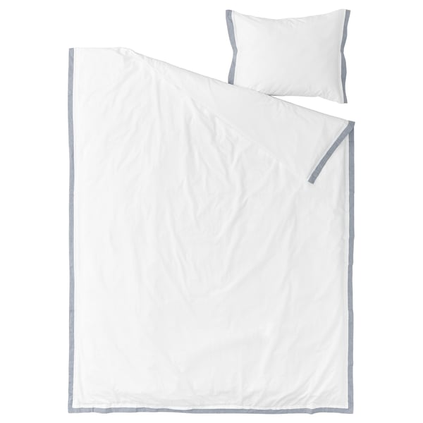 TÅTELSMYGARE Funda de plumón y funda almohada, blanco/azul, 150x200/50x60 cm