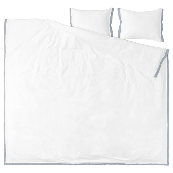 TÅTELSMYGARE Funda plumón con 2 fundas almohada, blanco/azul, 240x220/50x60 cm