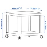 TINGBY Mesa auxiliar lateral con ruedas, blanco, 50x50 cm