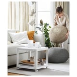 TINGBY Mesa auxiliar lateral con ruedas, blanco, 50x50 cm