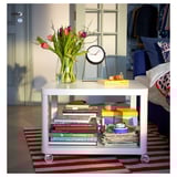 TINGBY Mesa auxiliar lateral con ruedas, blanco, 50x50 cm