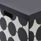 TJENA Caja con tapa, blanco negro/Lunares, 32x35x32 cm