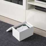 TJENA Caja con tapa, blanco, 18x25x15 cm