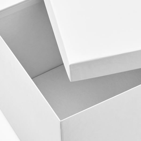 TJENA Caja con tapa, blanco, 18x25x15 cm