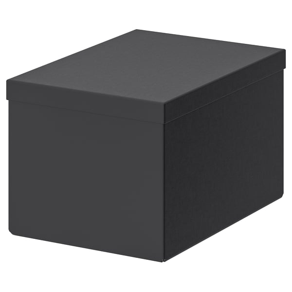 TJENA Caja con tapa, negro, 18x25x15 cm