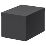 TJENA Caja con tapa, negro, 18x25x15 cm