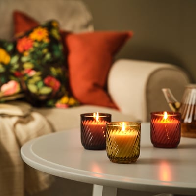 TÖRNFÅGEL Vela aromática en vaso de vidrio, Vainilla colores variados, 20 hr