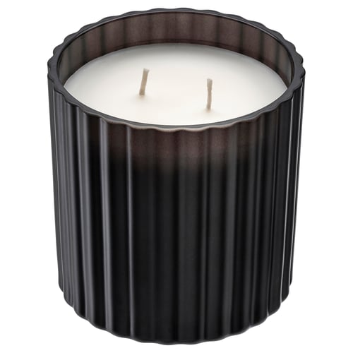 TOFSTÄRNA Vela aromática en vaso 2 mechas, Sándalo y pachuli negro, 50 hr