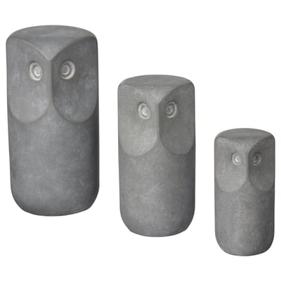 TONAD Set de 3 adornos, Búho/gris