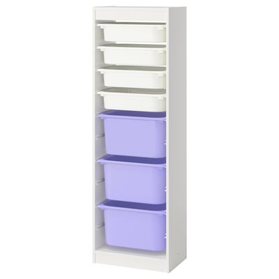 TROFAST Combinación de almacenaje con cajas, blanco blanco/lila, 46x30x145 cm