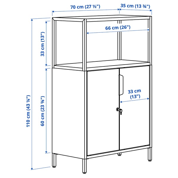 TROTTEN Mueble con puertas, verde claro, 70x35x110 cm
