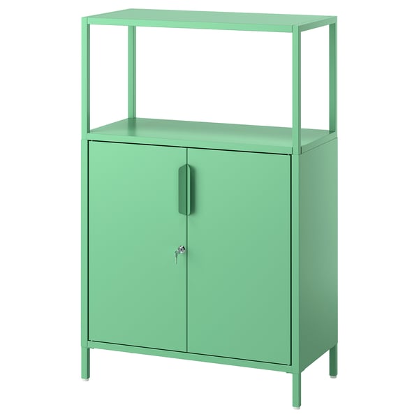 TROTTEN Mueble con puertas, verde claro, 70x35x110 cm