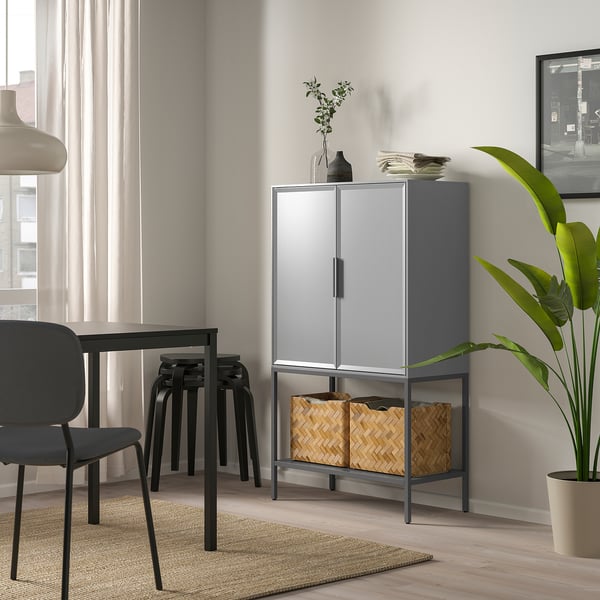 TULLSTORP Mueble con almacenamiento, gris, 73x35x126 cm