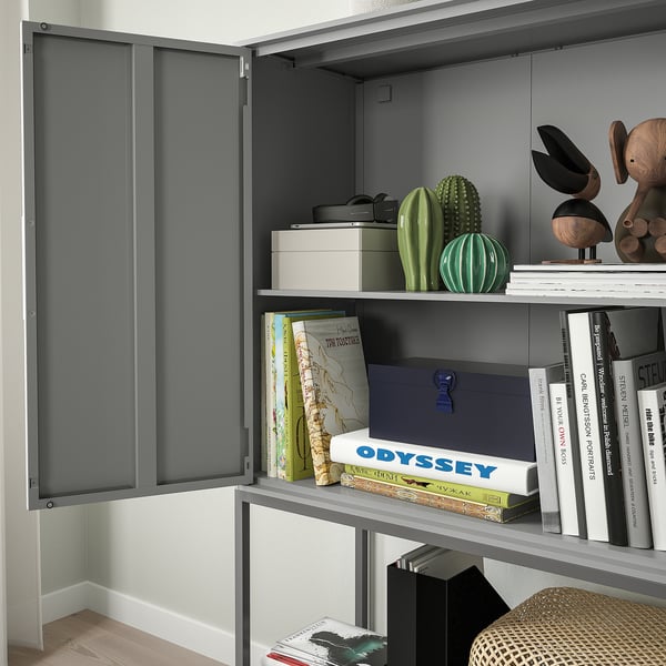 TULLSTORP Mueble con almacenamiento, gris, 73x35x126 cm