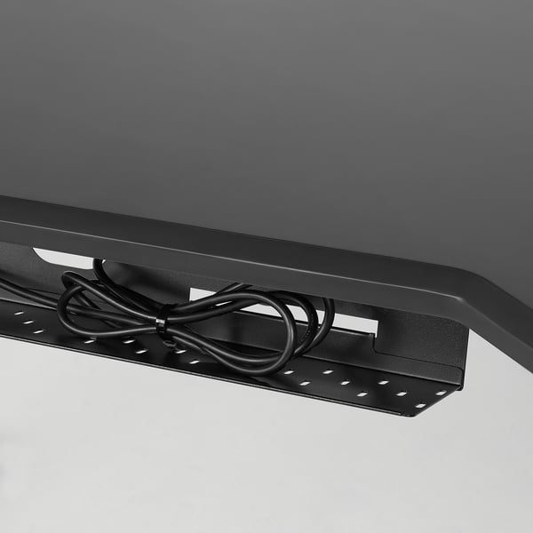 UPPSPEL Base escritorio ajustable, negro, 180/140x80 cm