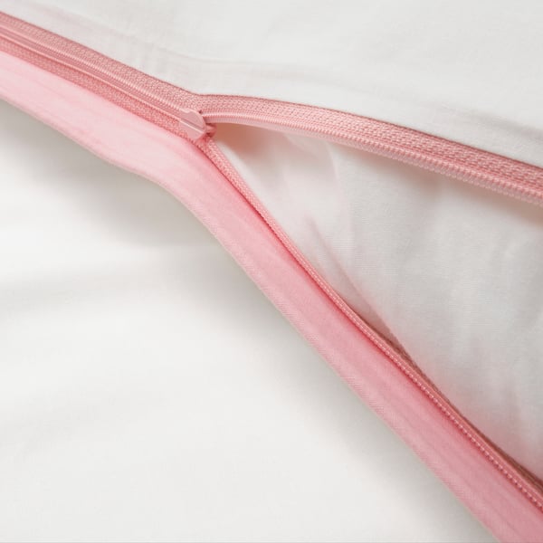 VÄNKRETS Funda de plumón y funda almohada, lunar blanco/rosado, 150x200/50x60 cm