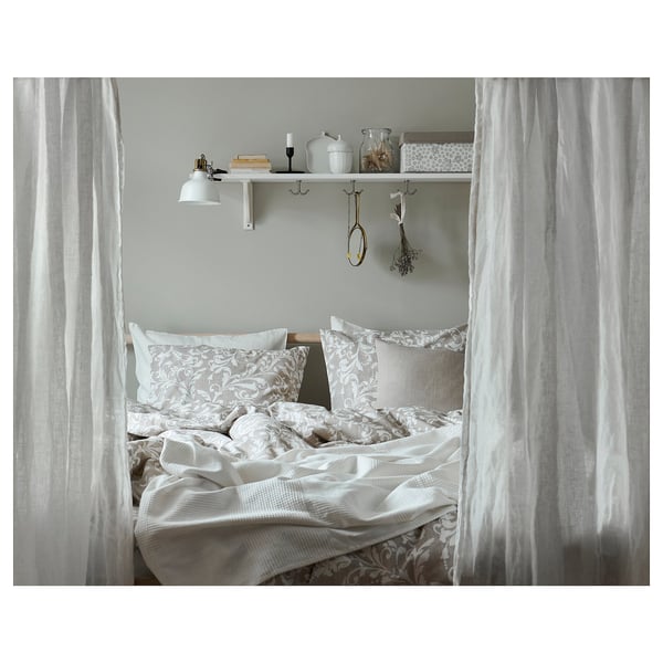 VÅRBRÄCKA Funda plumón con 2 fundas almohada, beige/blanco, 240x220/50x60 cm
