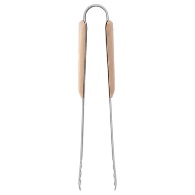 VARDAGEN Pinzas de cocina, Acero inoxidable/Haya, 30 cm