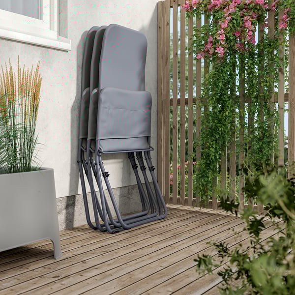 VIGGSÖ Silla de exterior, Plegable gris oscuro