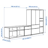 VIHALS Mueble almacenaje/TV, blanco, 251x37x140 cm
