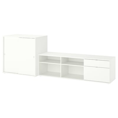 VIHALS Mueble almacenaje/TV, blanco, 275x47x90 cm