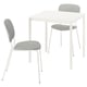 VIHALS / VIHALS Mesa y dos sillas, blanco blanco/blanco Tibbleby beige grisáceo, 74x74 cm