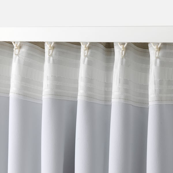 VILBORG Cortinas oscurecedoras, 1 par, beige/con cinta de fruncir, 145x250 cm