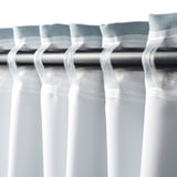 VILBORG Cortinas oscurecedoras, 1 par, blanco con turquesa/con cinta de fruncir, 145x250 cm