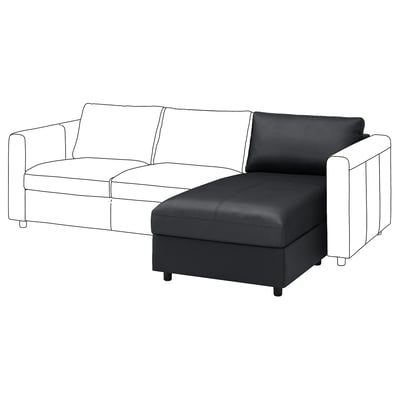 VIMLE Módulo chaise longue, Grann/Bomstad negro