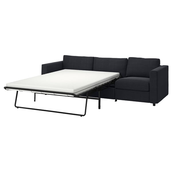 VIMLE Sofá cama 3 puestos, Saxemara negro con azul