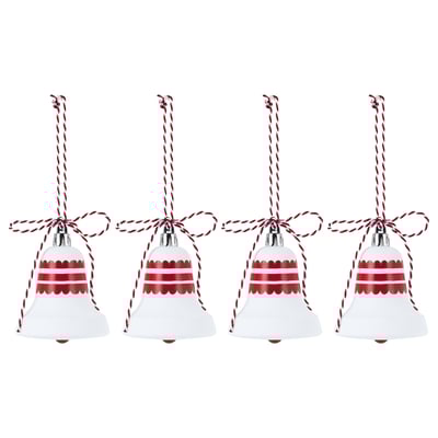 VINTERFINT Adorno de árbol de Navidad, Forma de campana blanco con rojo