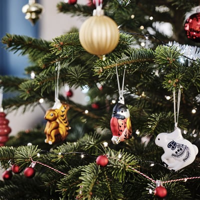 VINTERFINT Adornos árbol de Navidad, set de 3, bola Vidrio/animales