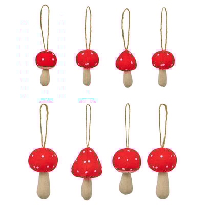 VINTERFINT Adornos árbol de Navidad, set de 8, champiñón rojo/beige