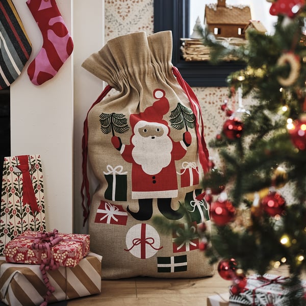 VINTERFINT Bolsa para regalos, Papá Noel beige, 92x56 cm