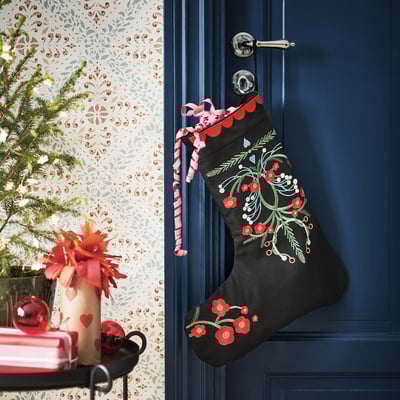 VINTERFINT Bota de navidad, negro, 45 cm