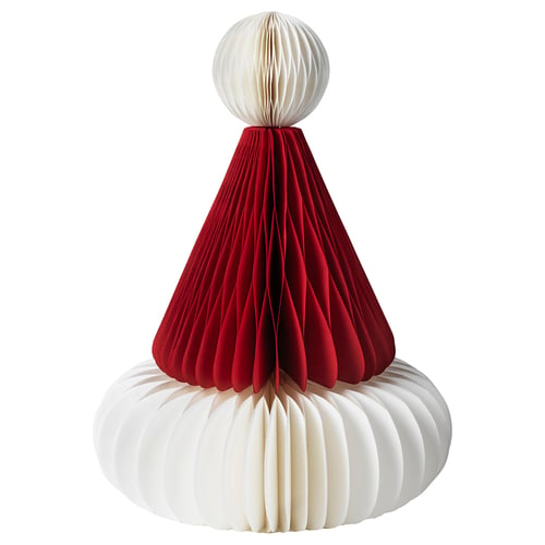 VINTERFINT Decoración, gorro Papá Noel rojo con blanco, 23 cm