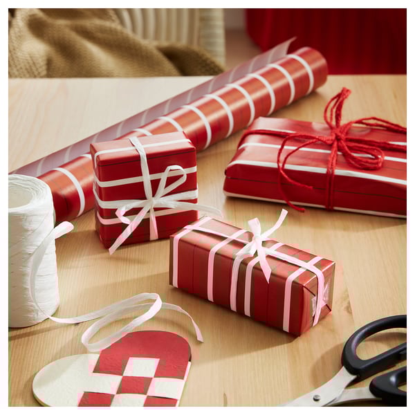 VINTERFINT Papel de regalo, a rayas rojo, 3x0.7 m
