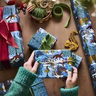 VINTERFINT Papel de regalo, Animal azul, 3x0.7 m