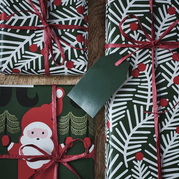 VINTERFINT Papel de regalo, Formas variadas verde, 3x0.7 m/2.10 m²