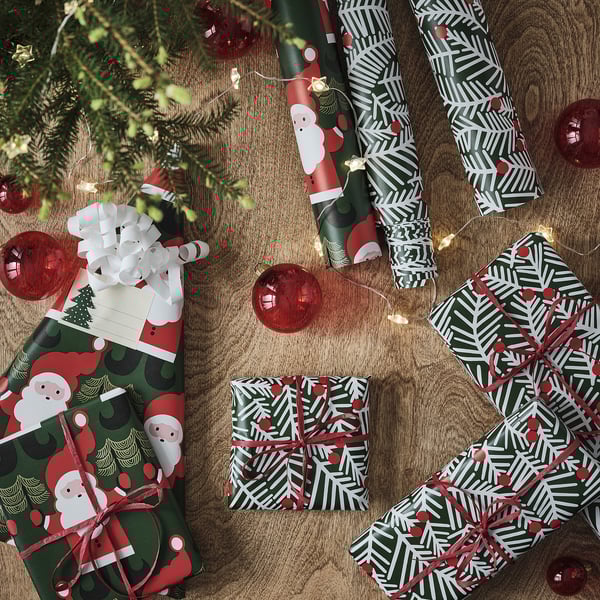 VINTERFINT Papel de regalo, Formas variadas verde, 3x0.7 m/2.10 m²
