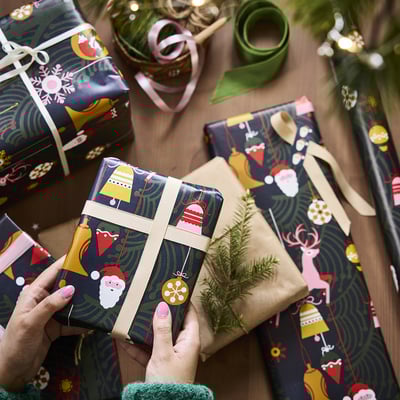 VINTERFINT Papel de regalo, Navidad verde, 3x0.7 m